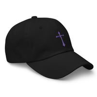 Purple Gothic Ancient Medeival Cross embroidered dad hat, product image 4