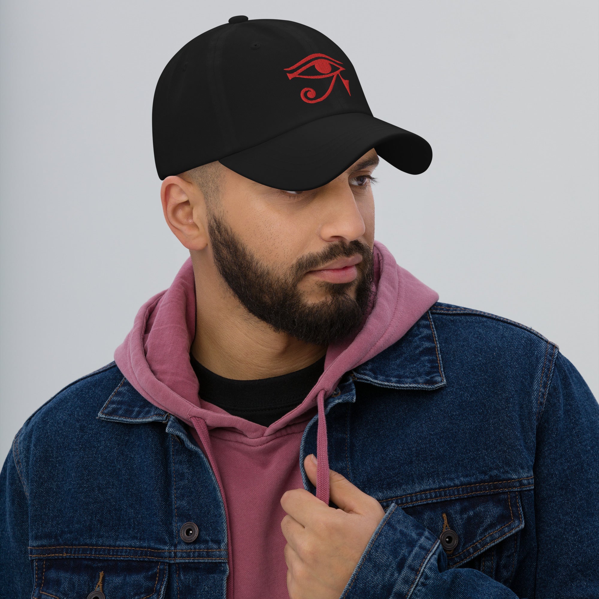Eye of Ra Egyptian Goddess Embroidered Baseball Cap Red Thread Dad hat - Edge of Life Designs