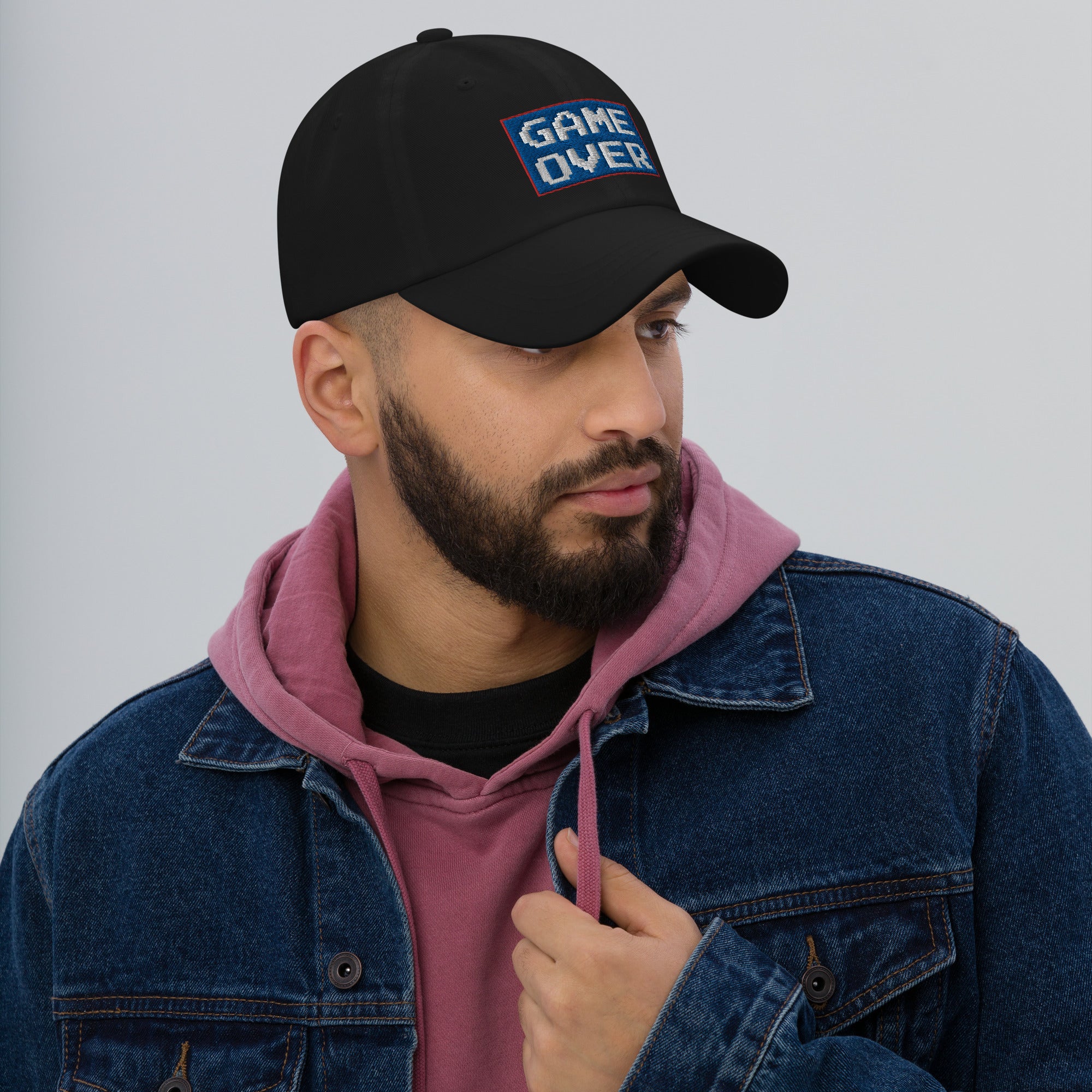 Game Over 8 Bit Embroidered Baseball Cap 80's Classic Gaming Style Dad hat - Edge of Life Designs