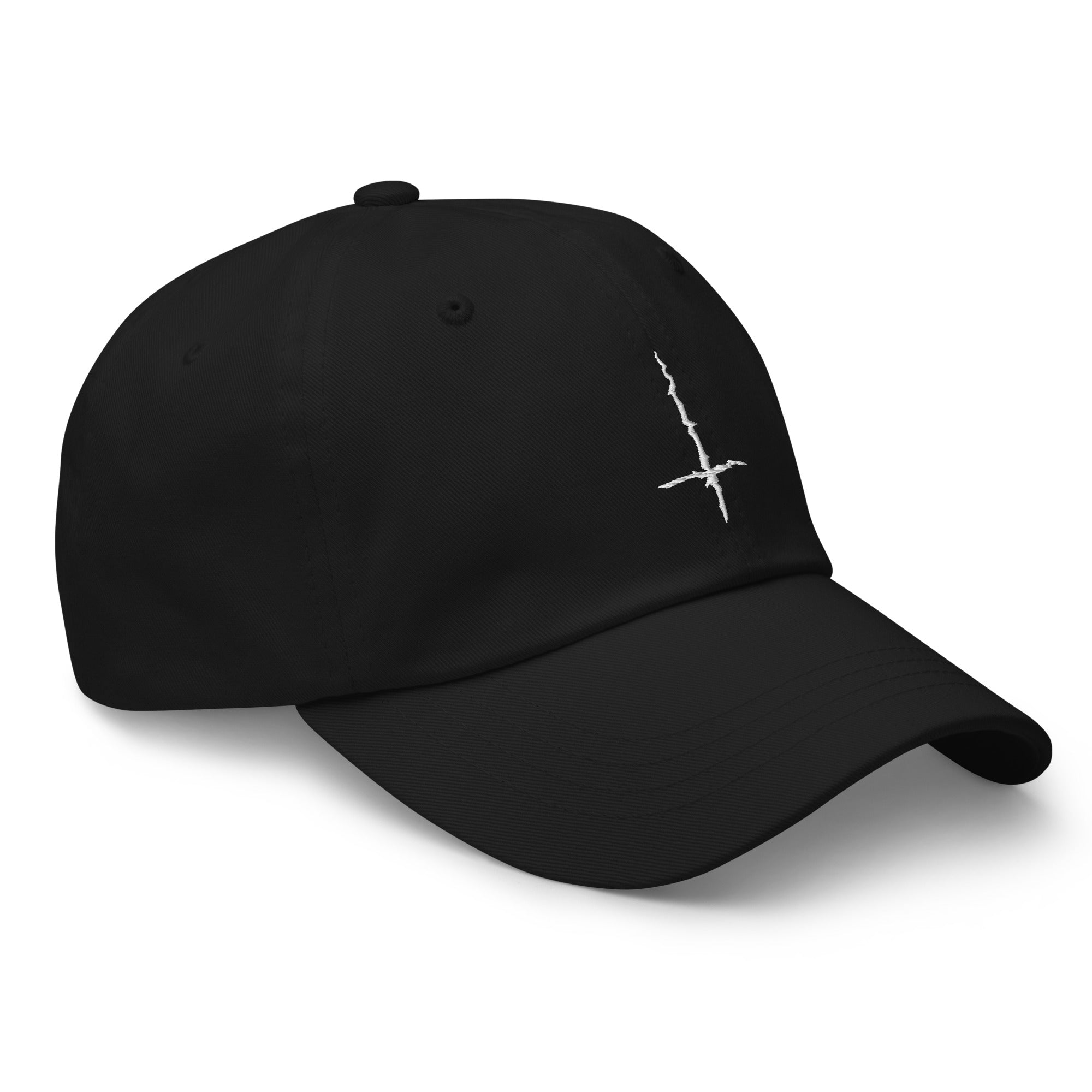 Black Metal Style Inverted Cross Embroidered Baseball Cap White Thread Dad hat - Edge of Life Designs