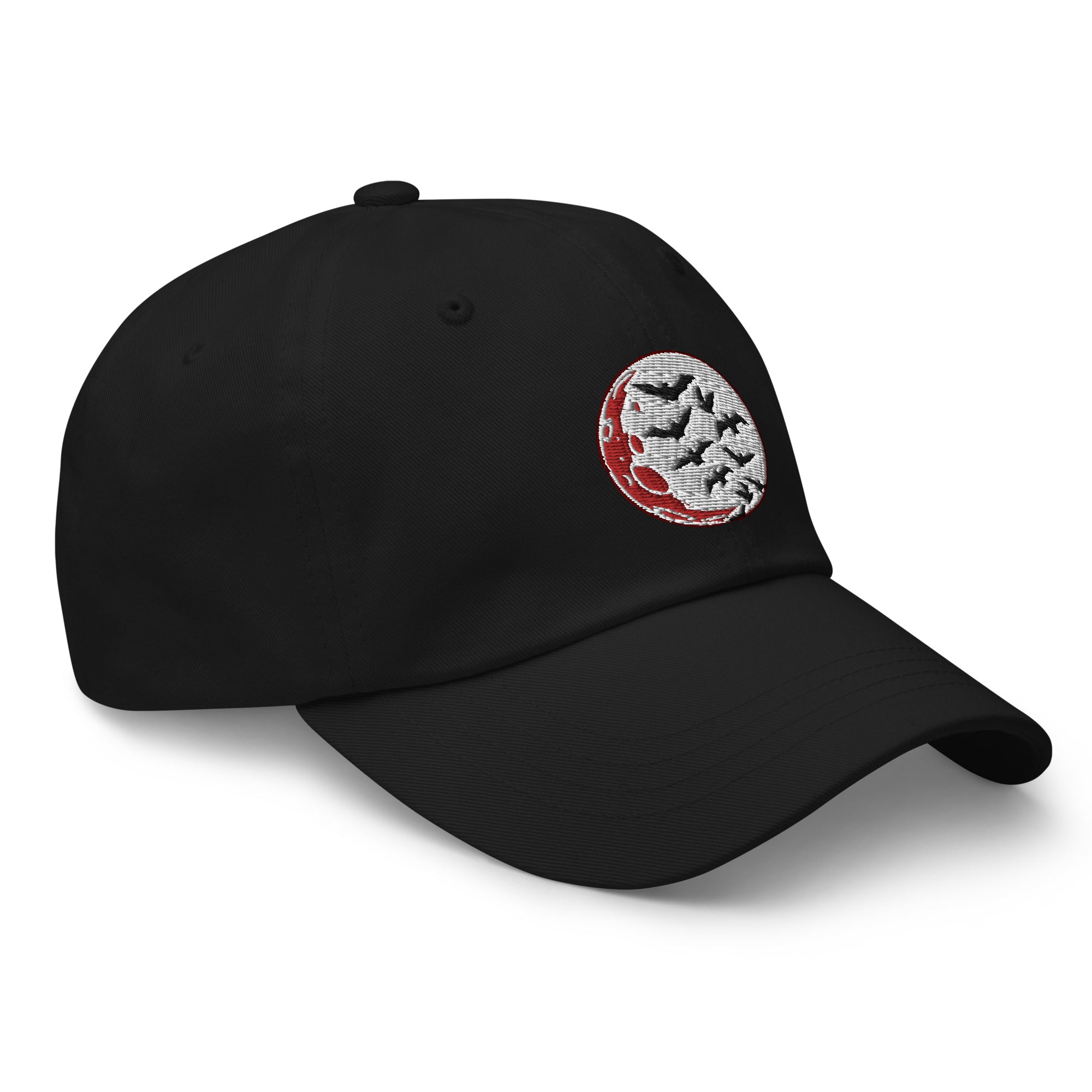 Flying Bats over Blood Moon Embroidered Baseball Cap Dad hat - Edge of Life Designs