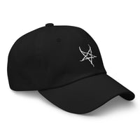 Black Metal Style Inverted Pentagram embroidered dad hat, product image 4