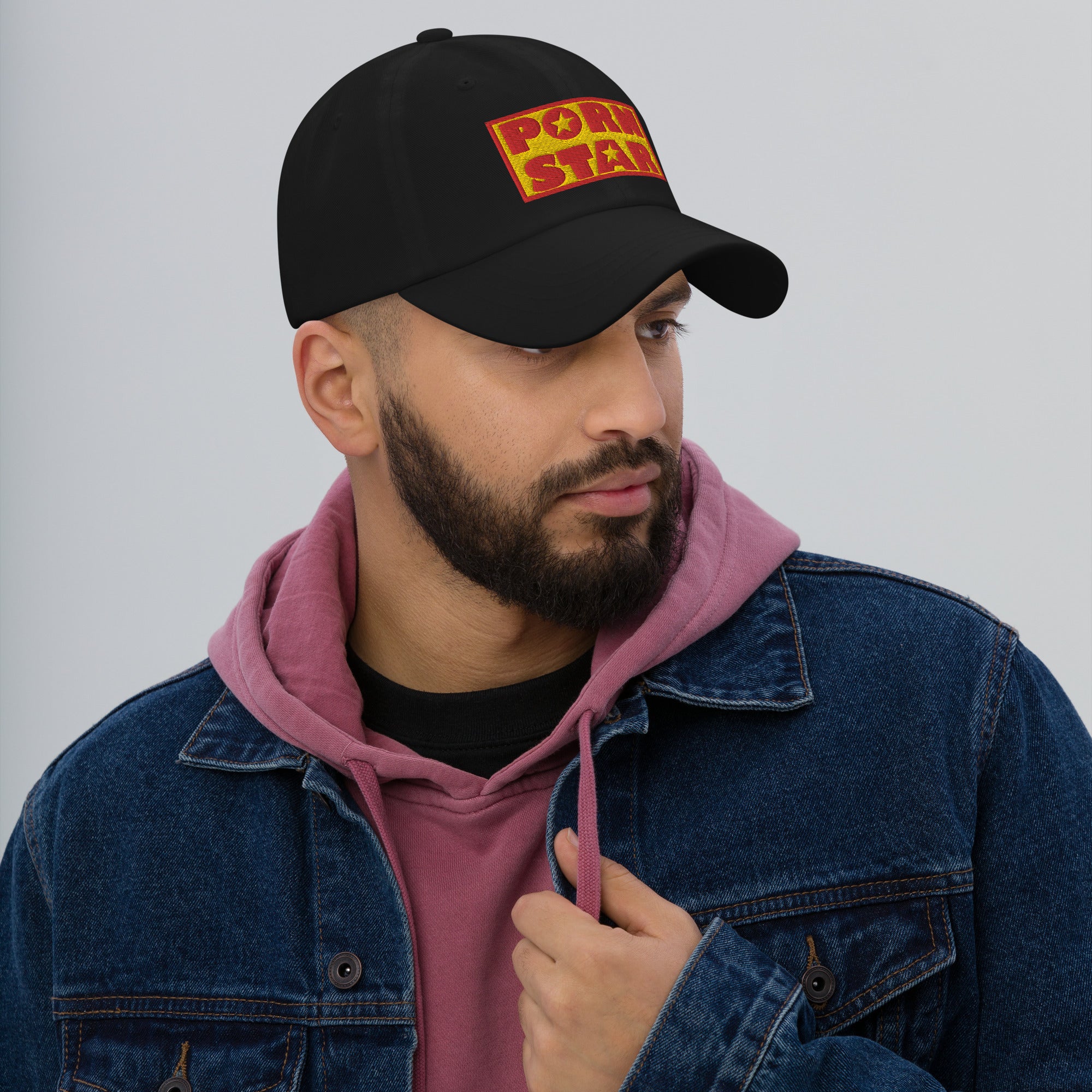 Porn Star Logo Embroidered Baseball Cap Red and Yellow Dad hat - Edge of Life Designs