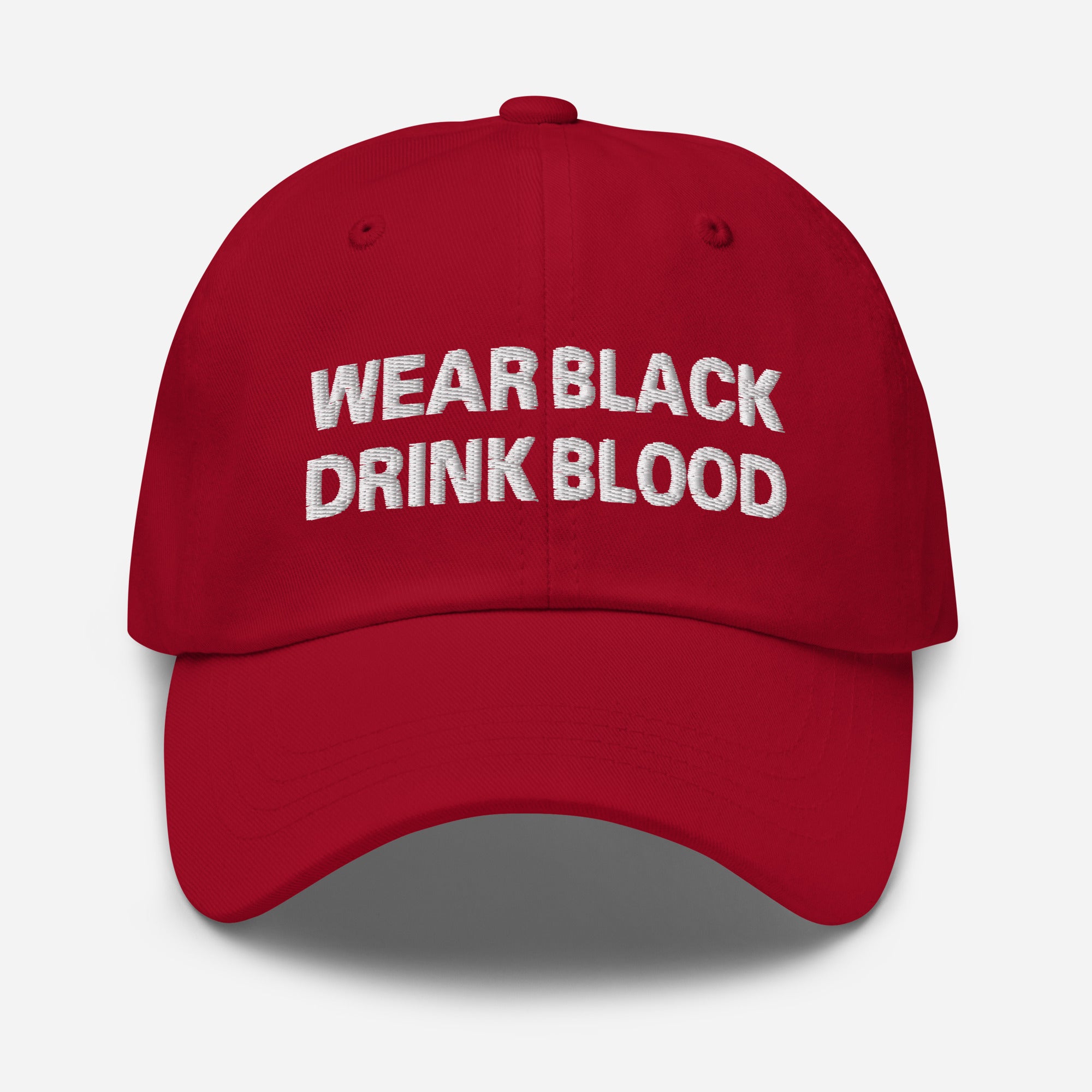 Wear Black Drink Blood Embroidered Baseball Cap Goth Fashion Dad hat
