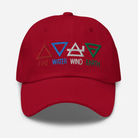 Four Elements of Matter: Fire, Water, Wind, Earth embroidered dad hat, product image 7