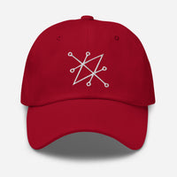 White Sigil of Fallen Angel Azazel Occult Symbol embroidered dad hat, product image 7