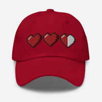 3 Heart Meter Retro 8 Bit Video Game Pixelated embroidered dad hat, product image 7