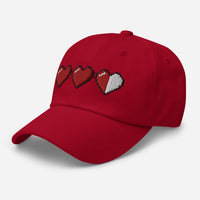 3 Heart Meter Retro 8 Bit Video Game Pixelated embroidered dad hat, product image 9