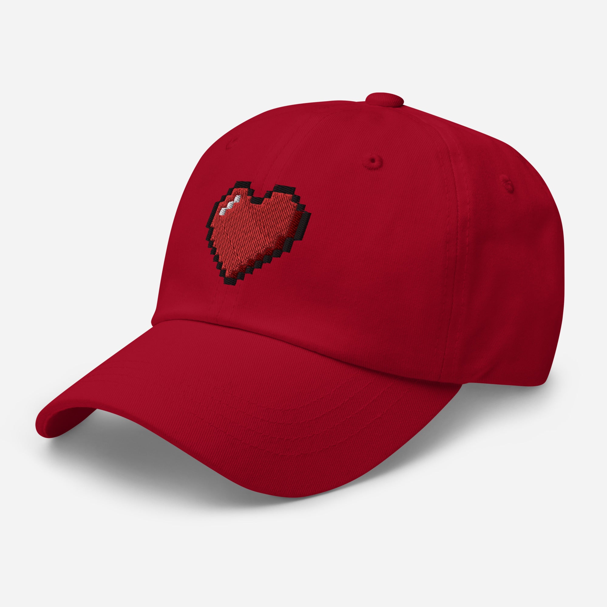 Retro 8 Bit Video Game Pixelated Heart Embroidered Baseball Cap Dad hat