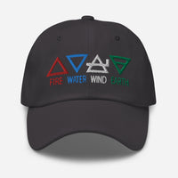 Four Elements of Matter: Fire, Water, Wind, Earth embroidered dad hat, product image 13