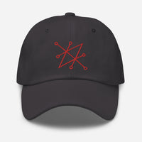 Red Sigil of Fallen Angel Azazel Occult Symbol embroidered dad hat, product image 13