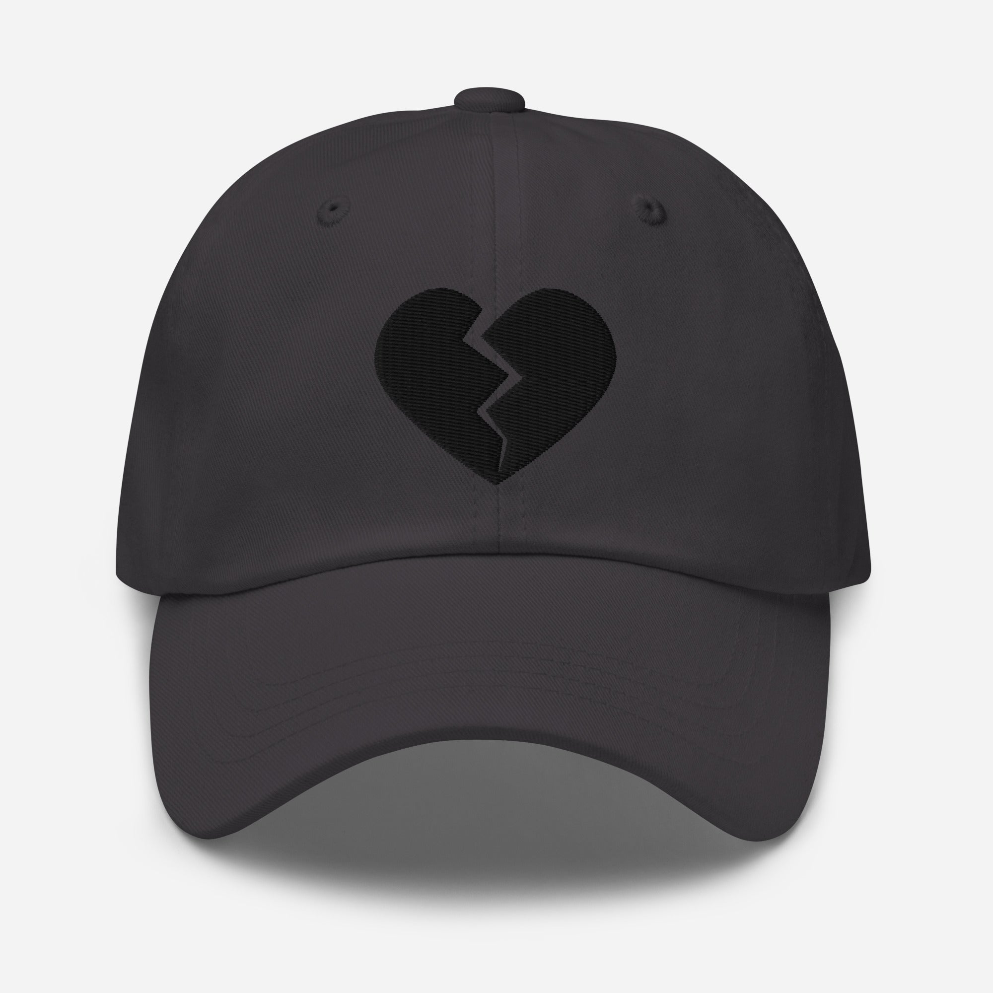 Goth Black Broken Heart Valentines Day Embroidered Baseball Cap Dad hat