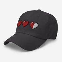 3 Heart Meter Retro 8 Bit Video Game Pixelated embroidered dad hat, product image 15
