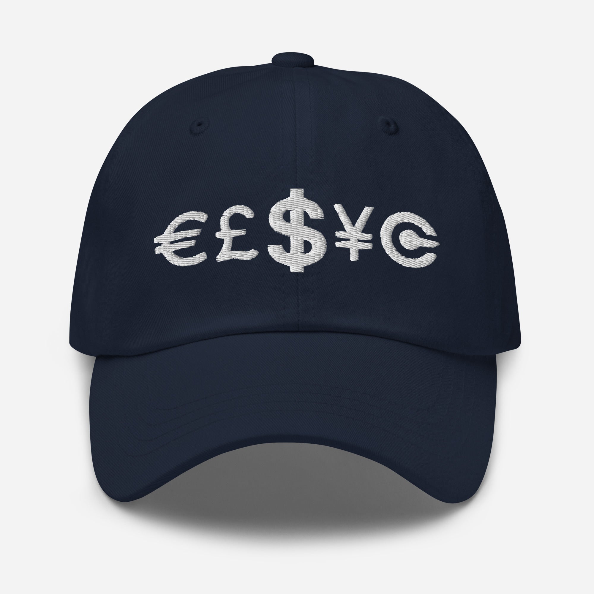 Money is Power Dollar Euro Pound Yen Crypto Embroidered Baseball Cap Dad hat