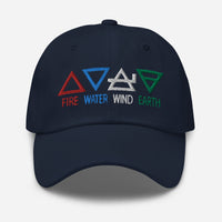 Four Elements of Matter: Fire, Water, Wind, Earth embroidered dad hat, product image 4