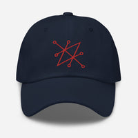 Red Sigil of Fallen Angel Azazel Occult Symbol embroidered dad hat, product image 4