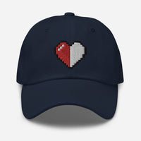 Retro 8 Bit Video Game Pixelated Half Heart embroidered dad hat, product image 4