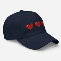 3 Heart Meter Retro 8 Bit Video Game Pixelated embroidered dad hat, product image 5