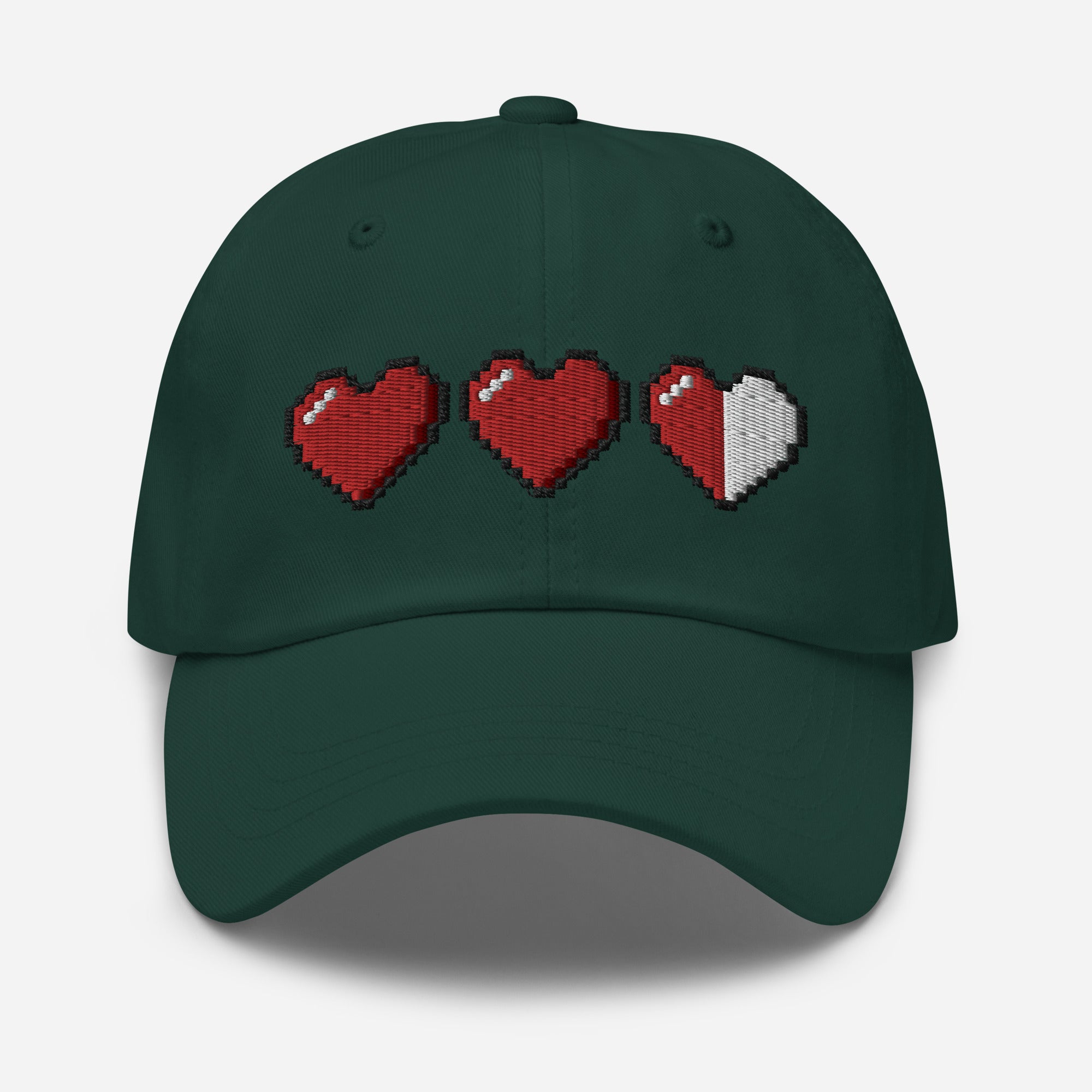 3 Heart Meter Retro 8 Bit Video Game Pixelated Embroidered Baseball Cap Dad hat