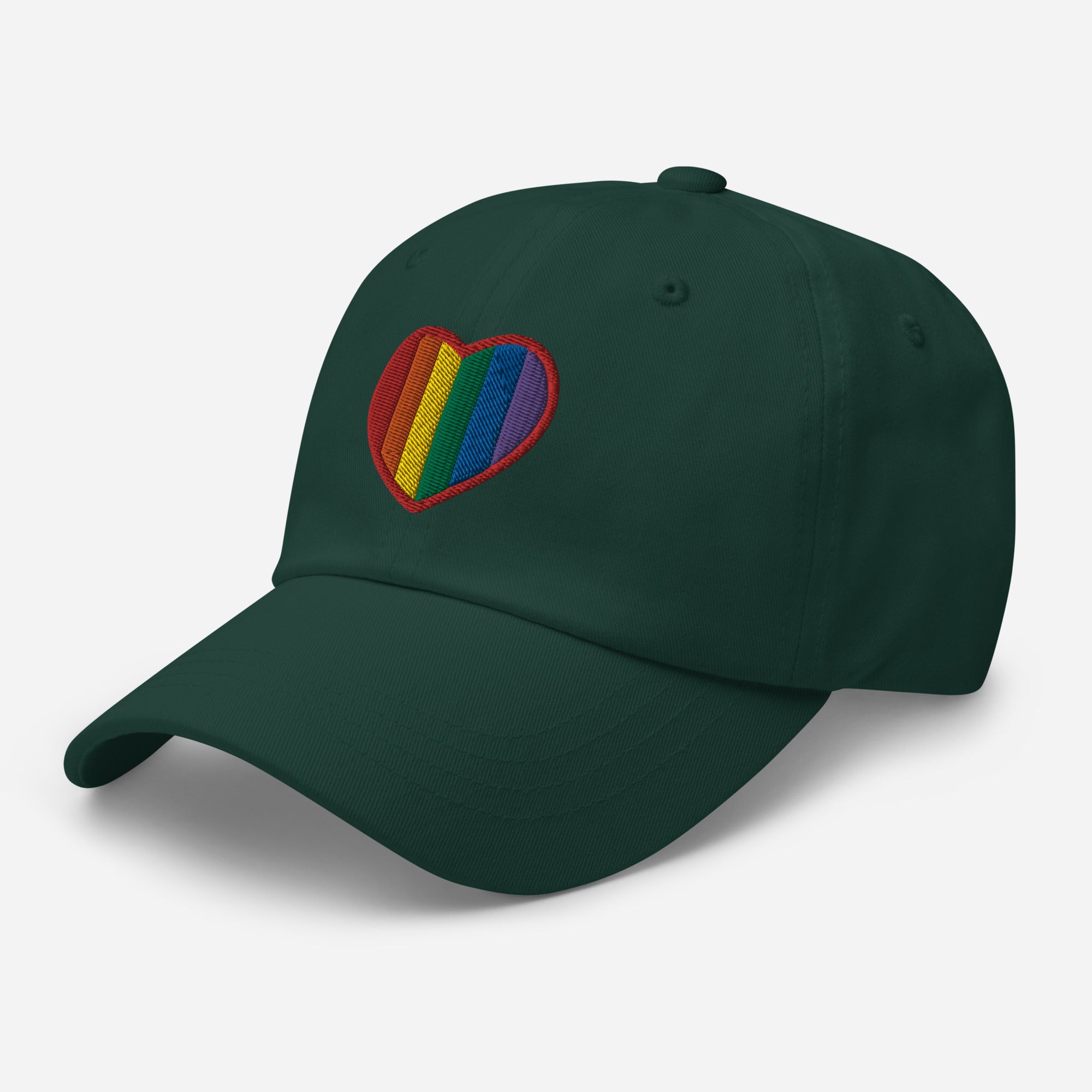 Gay Pride Rainbow Colors Heart Embroidered Baseball Cap LGBTQIA+ Community