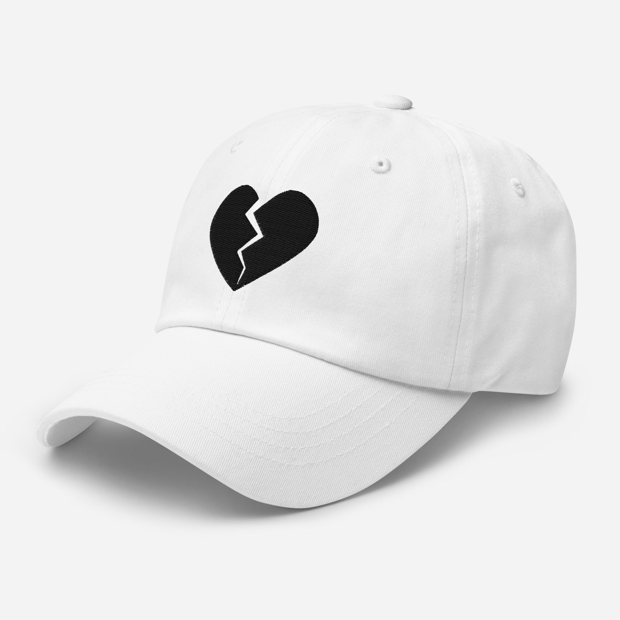 Goth Black Broken Heart Valentines Day Embroidered Baseball Cap Dad hat