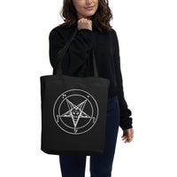 Sigil of Baphomet artwork on unisex tote bag, front view