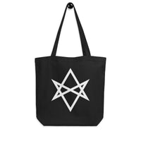 Unicursal Hexagram artwork on unisex tote bag, front view