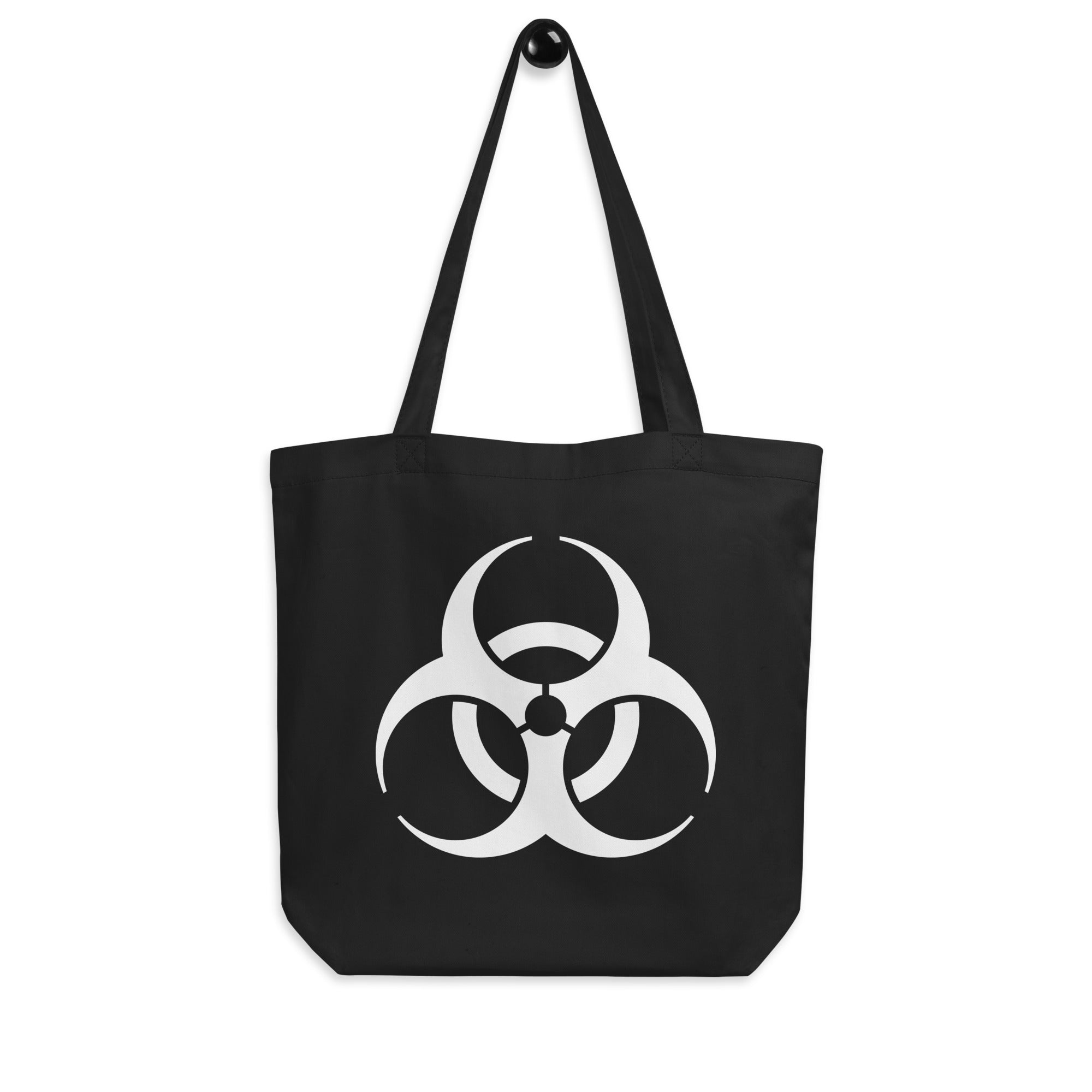 White Bio Hazard Symbol Warning Sign Eco Tote Bag - Edge of Life Designs
