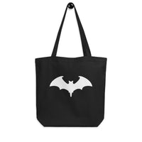 White Vampire Bat artwork on unisex tote bag, front view