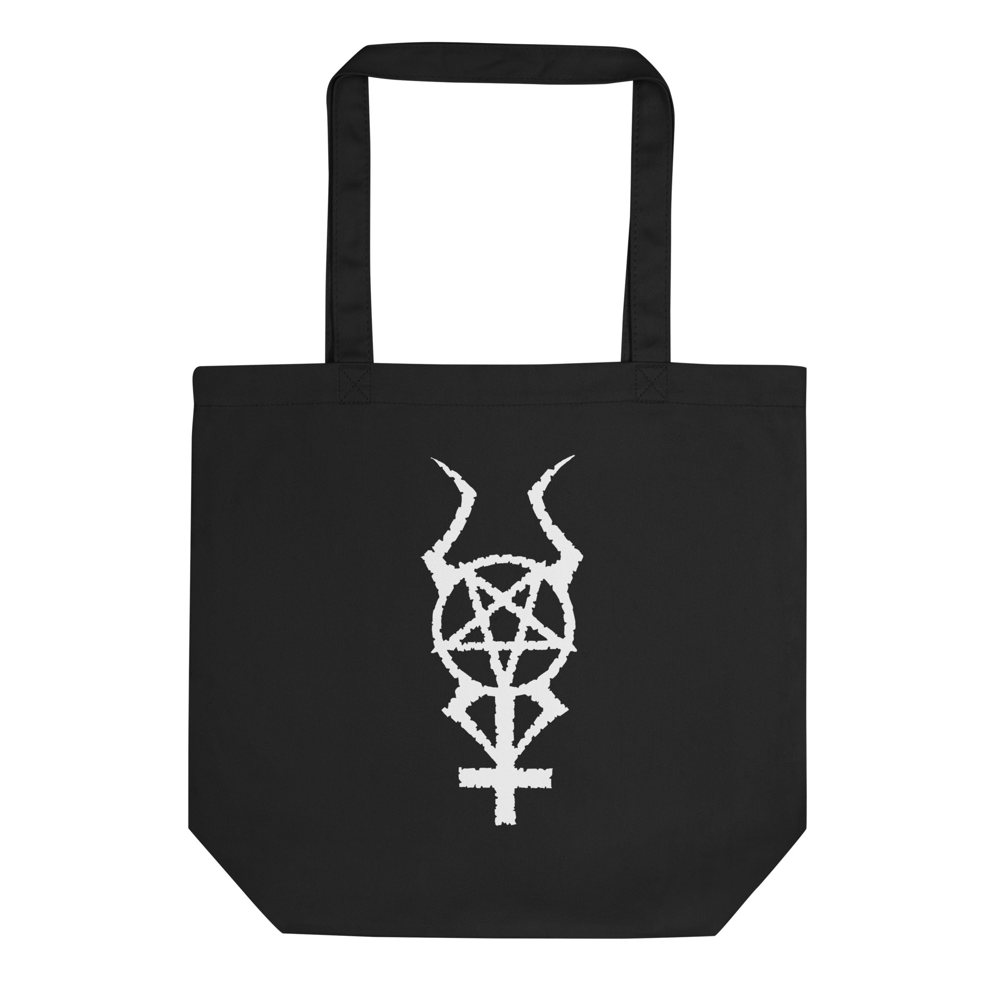 Horned Pentacross Inverted Cross w/ Pentagram and Horns Eco Tote Bag - Edge of Life Designs