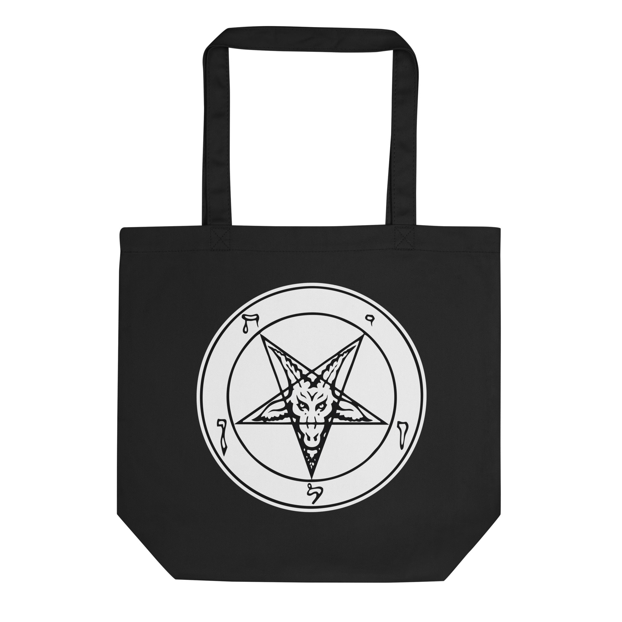 White Solid Sigil of Baphomet Church of Satan Pentagram Eco Tote Bag - Edge of Life Designs