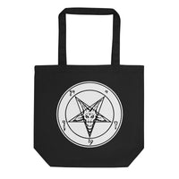 White Sigil of Baphomet artwork on unisex tote bag, front view