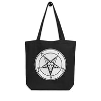 White Sigil of Baphomet artwork on unisex tote bag, front view