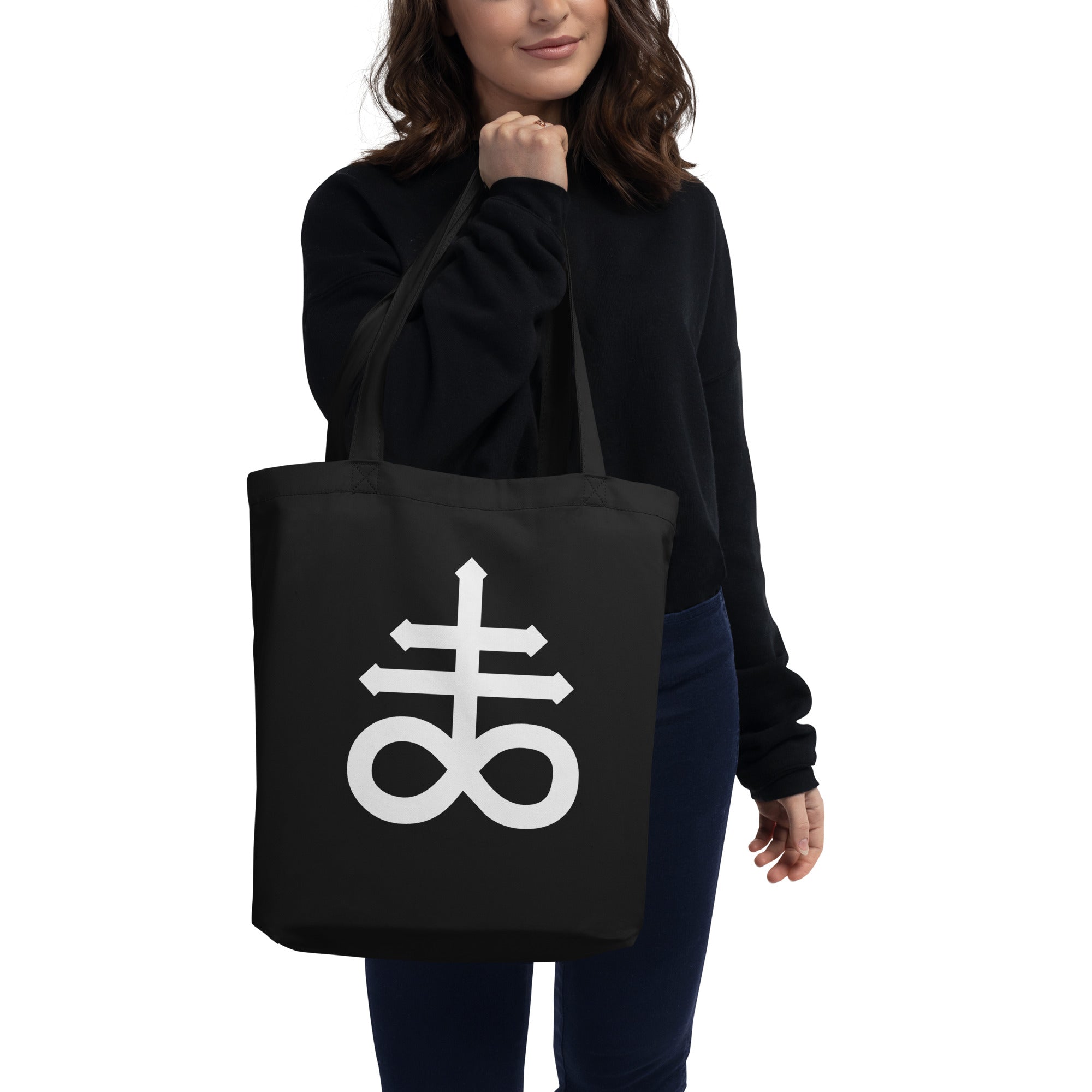 The Leviathan Cross of Satan Occult Symbol Eco Tote Bag Black Sulfur - Edge of Life Designs