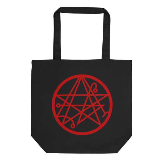 Necronomicon Sigil artwork on unisex tote bag, front view