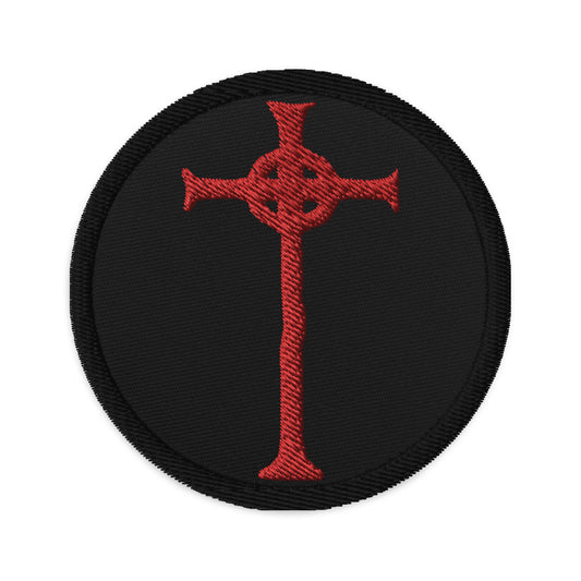 Circular embroidered patch featuring Vampire Hunter D Sign of the Cross, front view