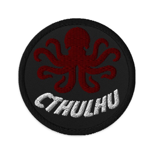 Circular embroidered patch featuring The Call of Cthulhu Horror Fiction, front view