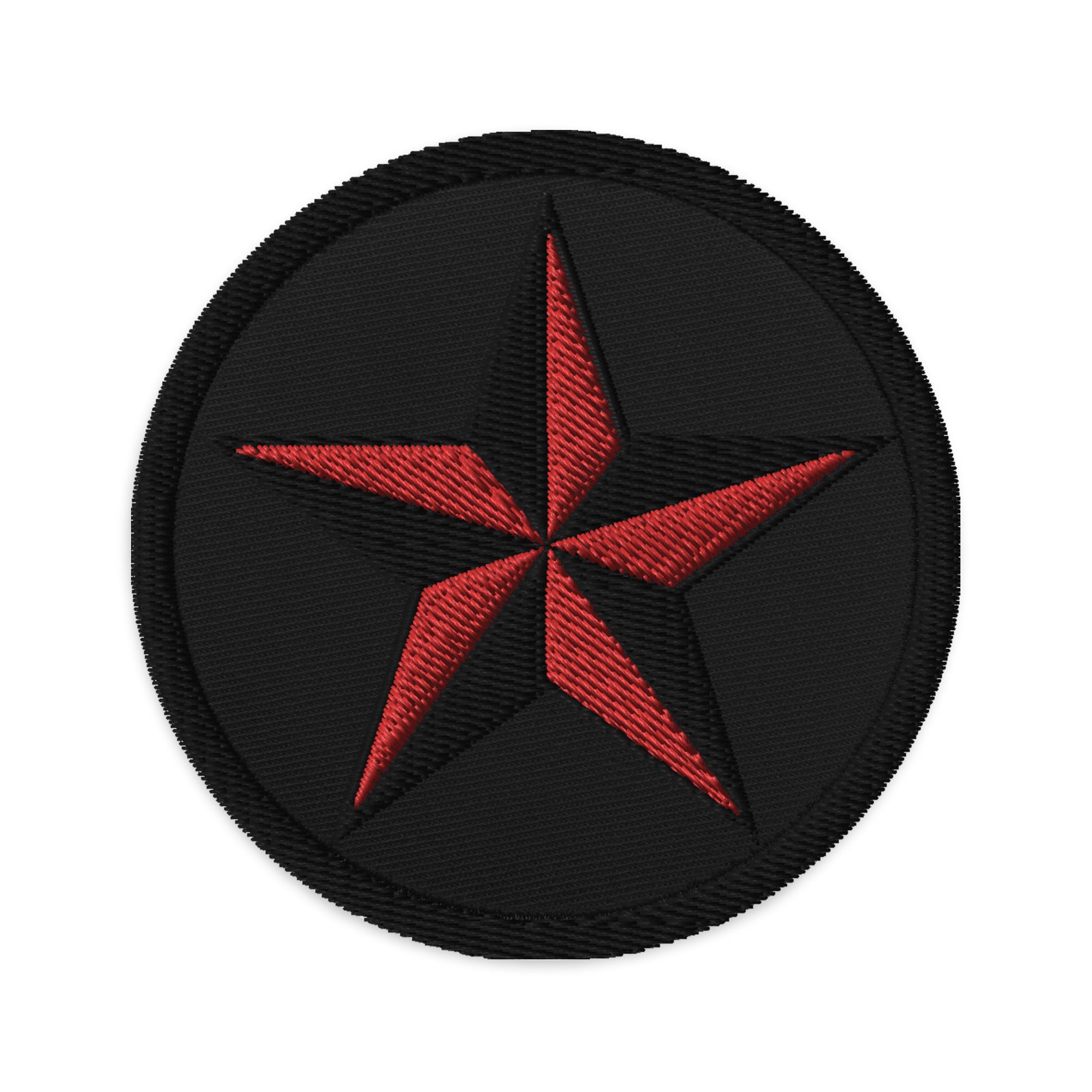 Nautical Star North Star Embroidered Patch Red / Black Thread - Edge of Life Designs