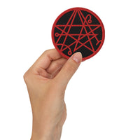 Circular embroidered patch featuring Necronomicon Symbol The Book of Dead, front view