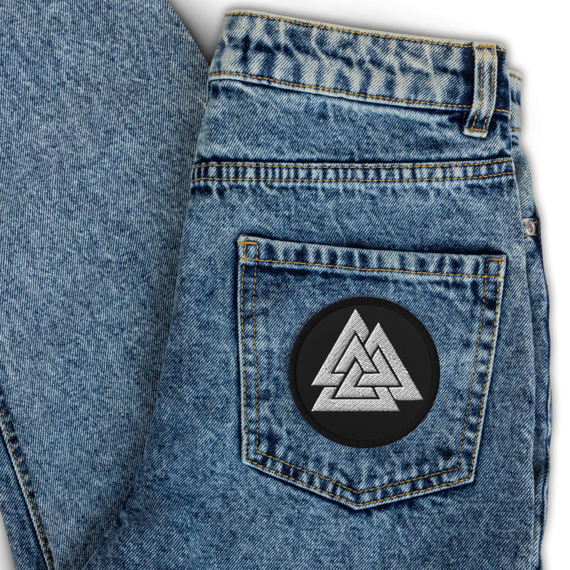 Viking Symbol Valknut Triangles of Power and Glory Embroidered Patch - Edge of Life Designs