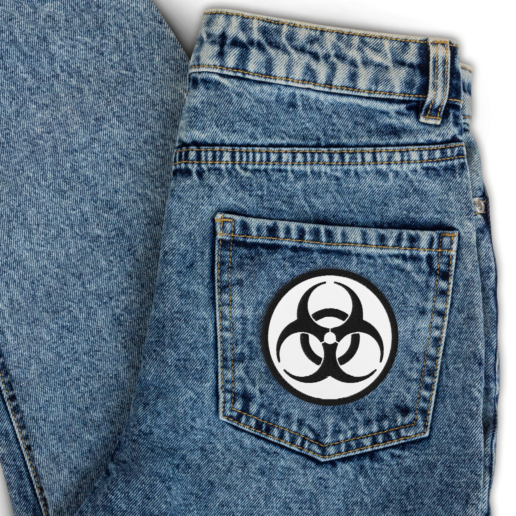 Black Thread Bio Hazard Symbol Warning Sign Embroidered Patch Zombie Apocalypse - Edge of Life Designs