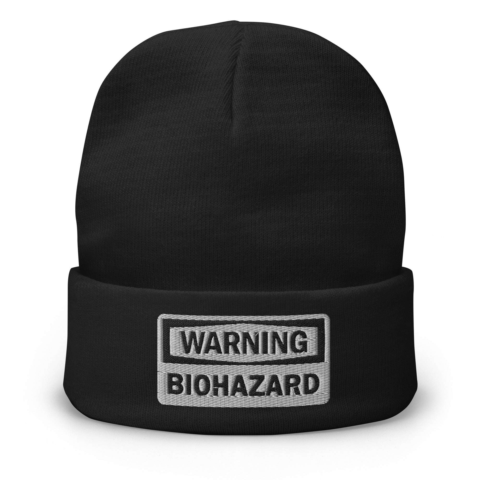 Warning Sign Bio Hazard Zombie Apocalypse Embroidered Beanie - Edge of Life Designs