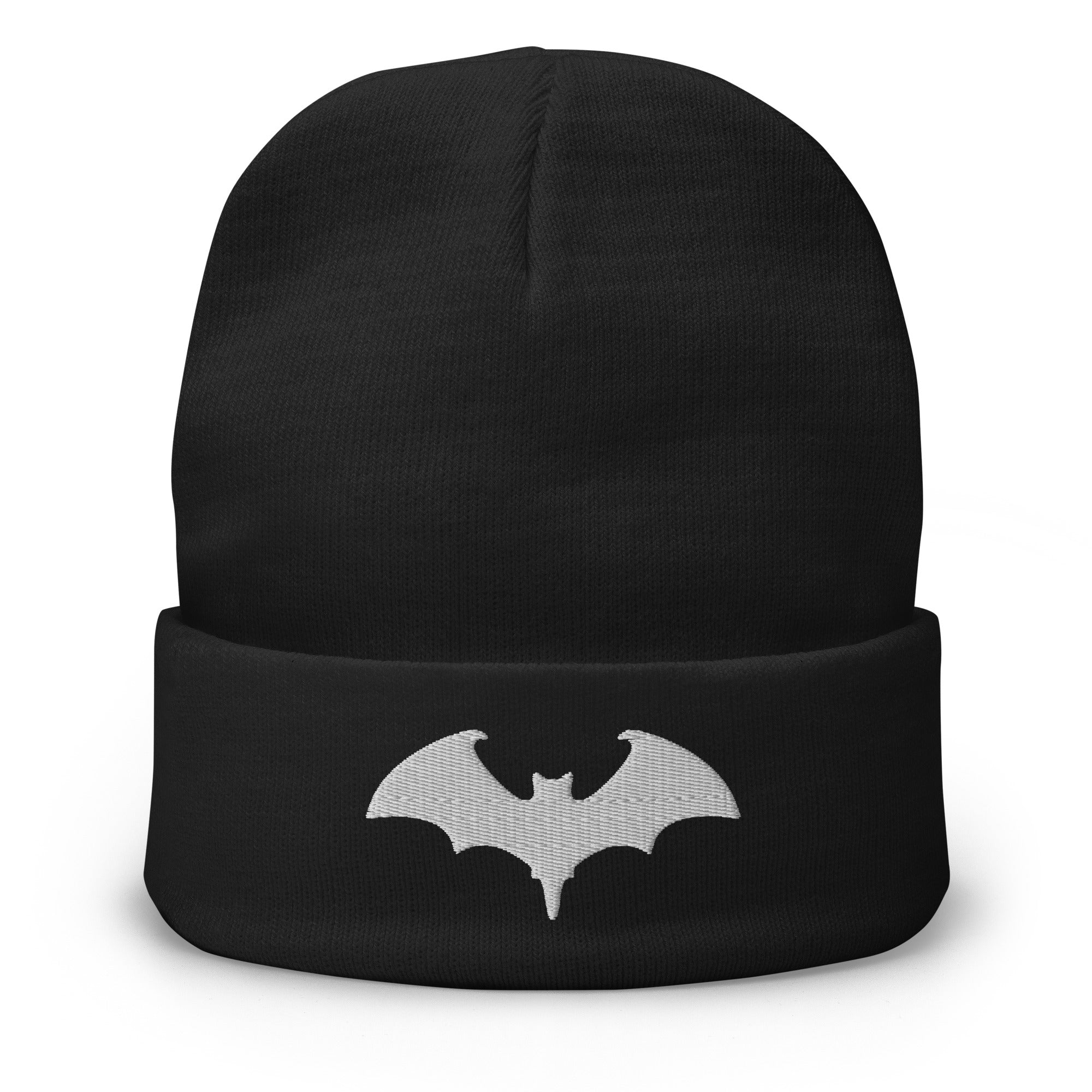 Vampire Bat Goth Style Halloween Embroidered Cuff Beanie - Edge of Life Designs