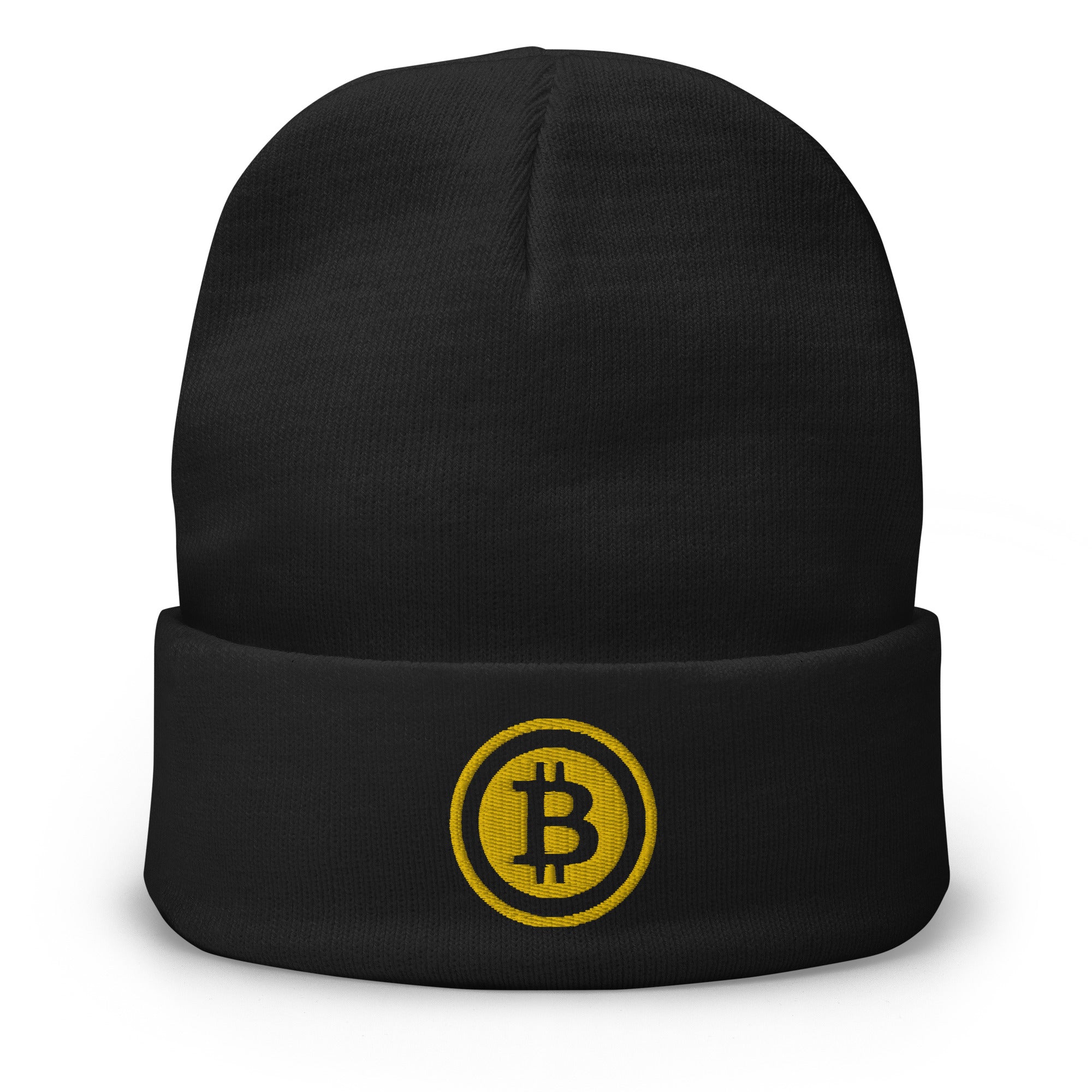 Bitcoin Crypto Currency Symbol Ticker Embroidered Cuff Beanie - Edge of Life Designs