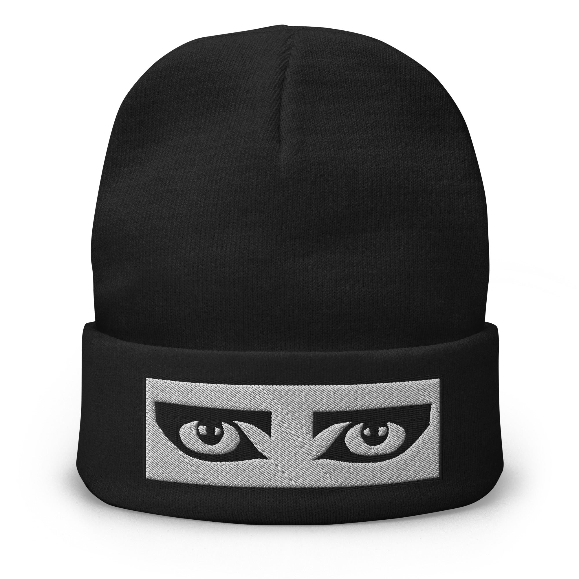 Goth Eyes Siouxsie and the Banshees Embroidered Cuff Beanie - Edge of Life Designs