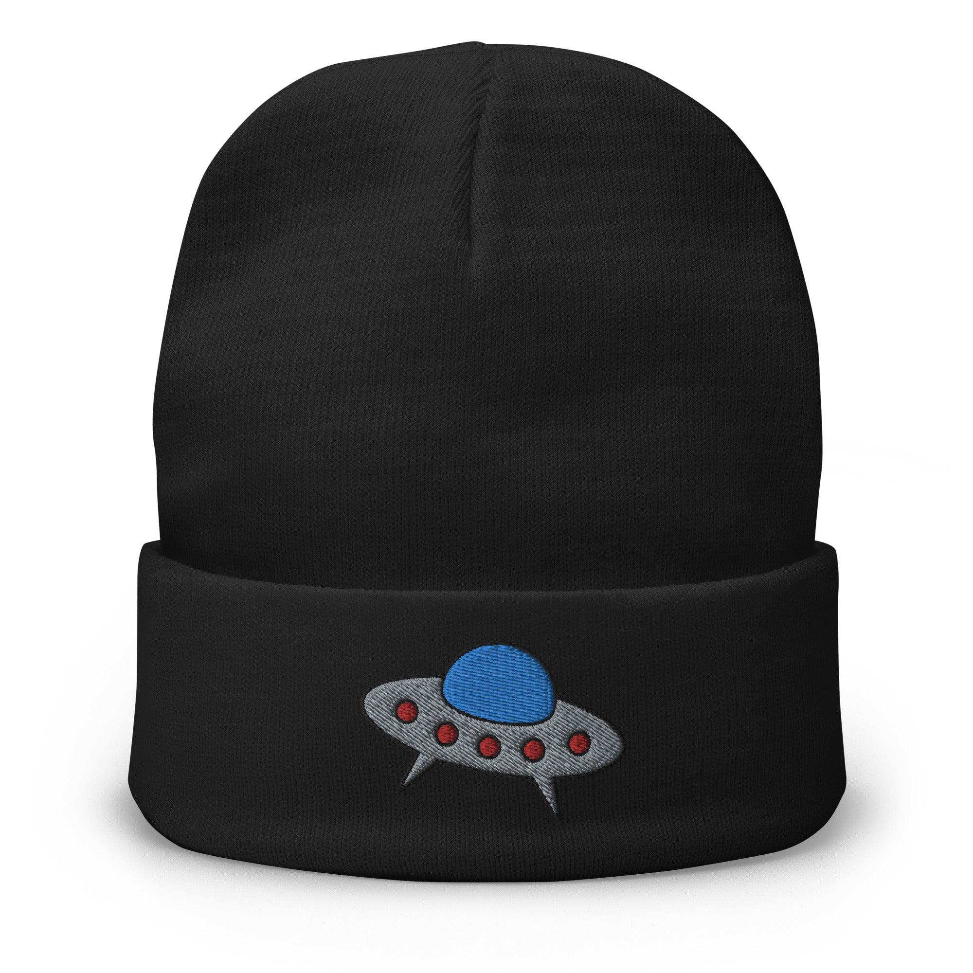 Space Alien Ship UFO Flying Saucer Embroidered Cuff Beanie - Edge of Life Designs