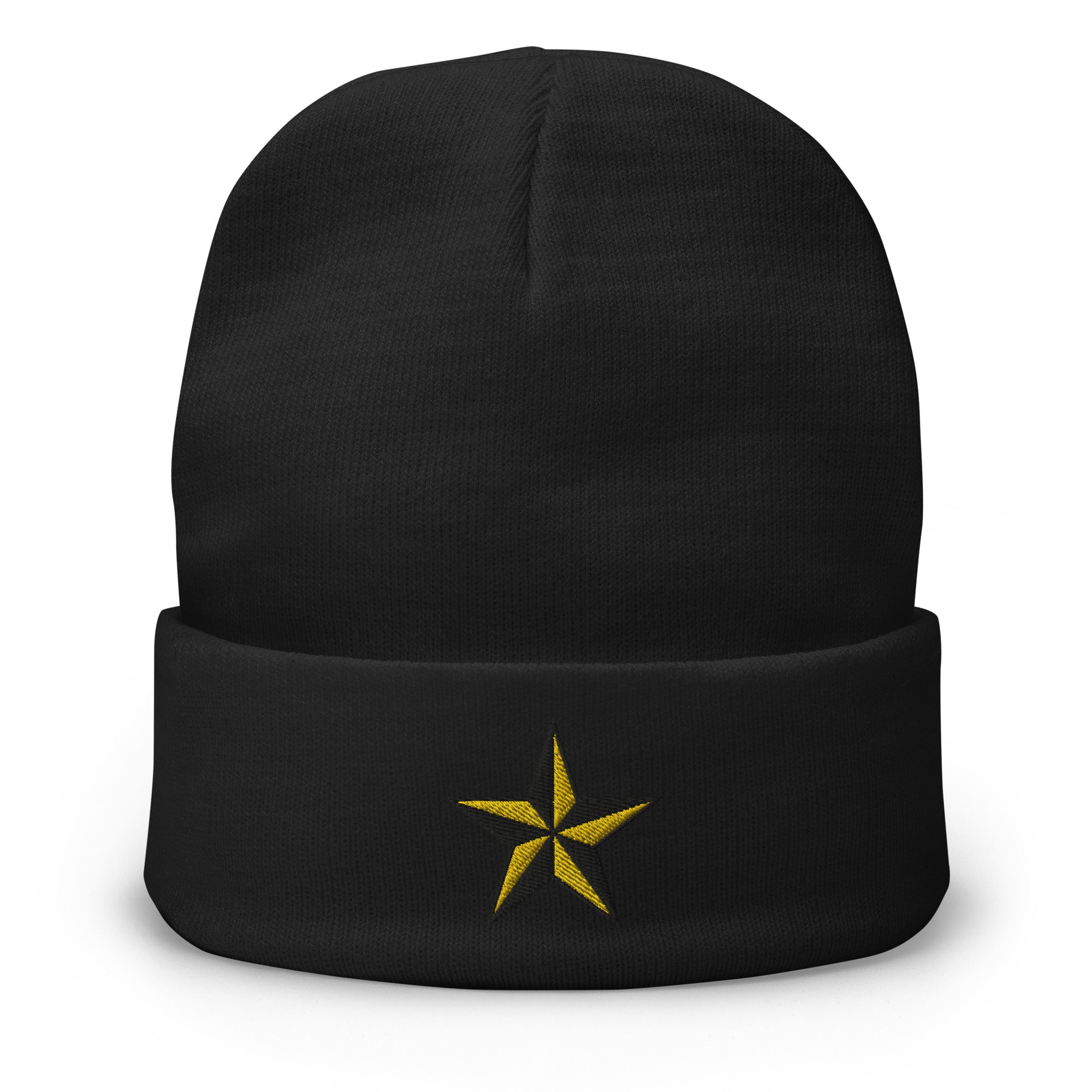 Nautical Star North Star Embroidered Cuff Beanie Tattoo Style Ink - Edge of Life Designs