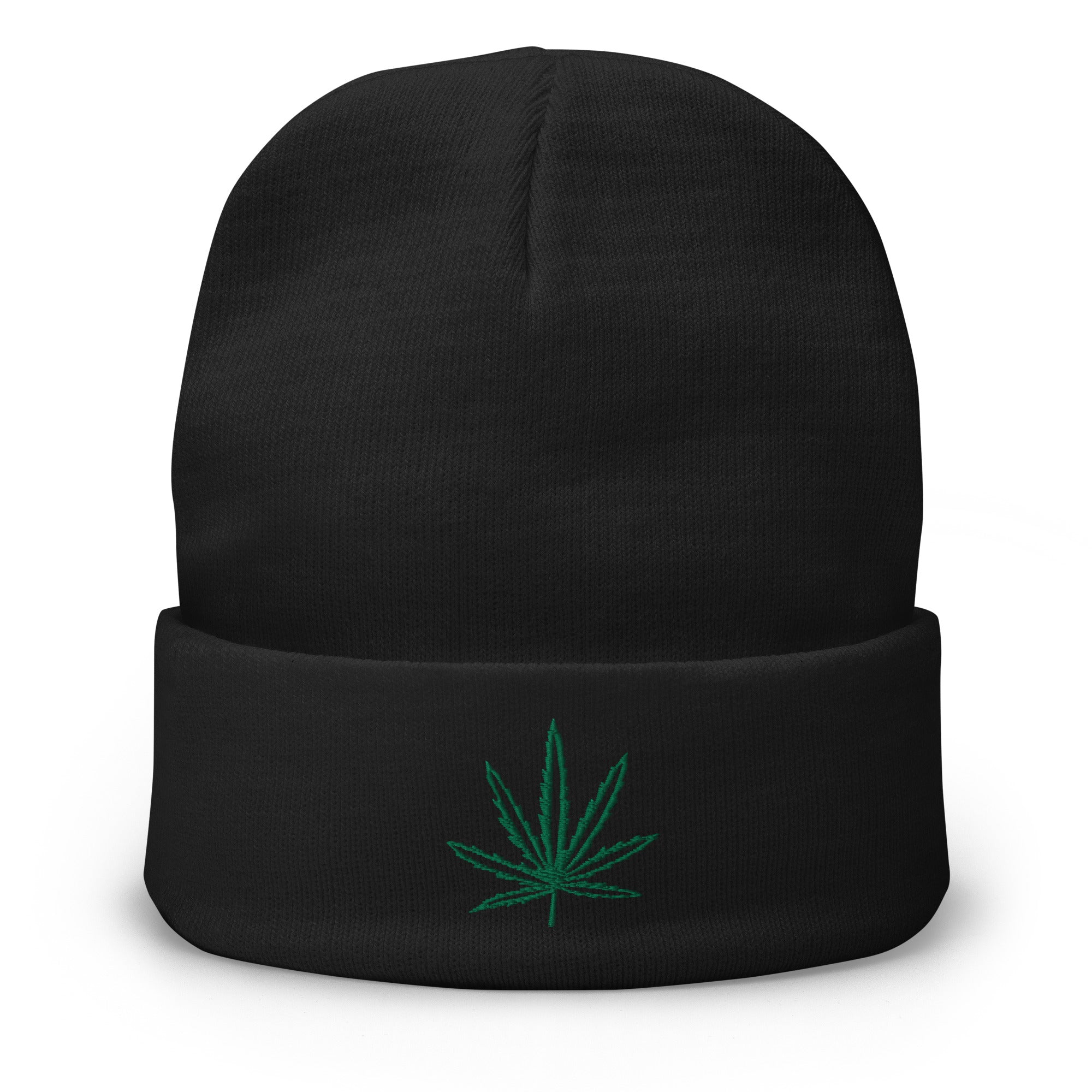 Legalize Marijuana Cannabis Pot Leaf Embroidered Cuff Beanie - Edge of Life Designs