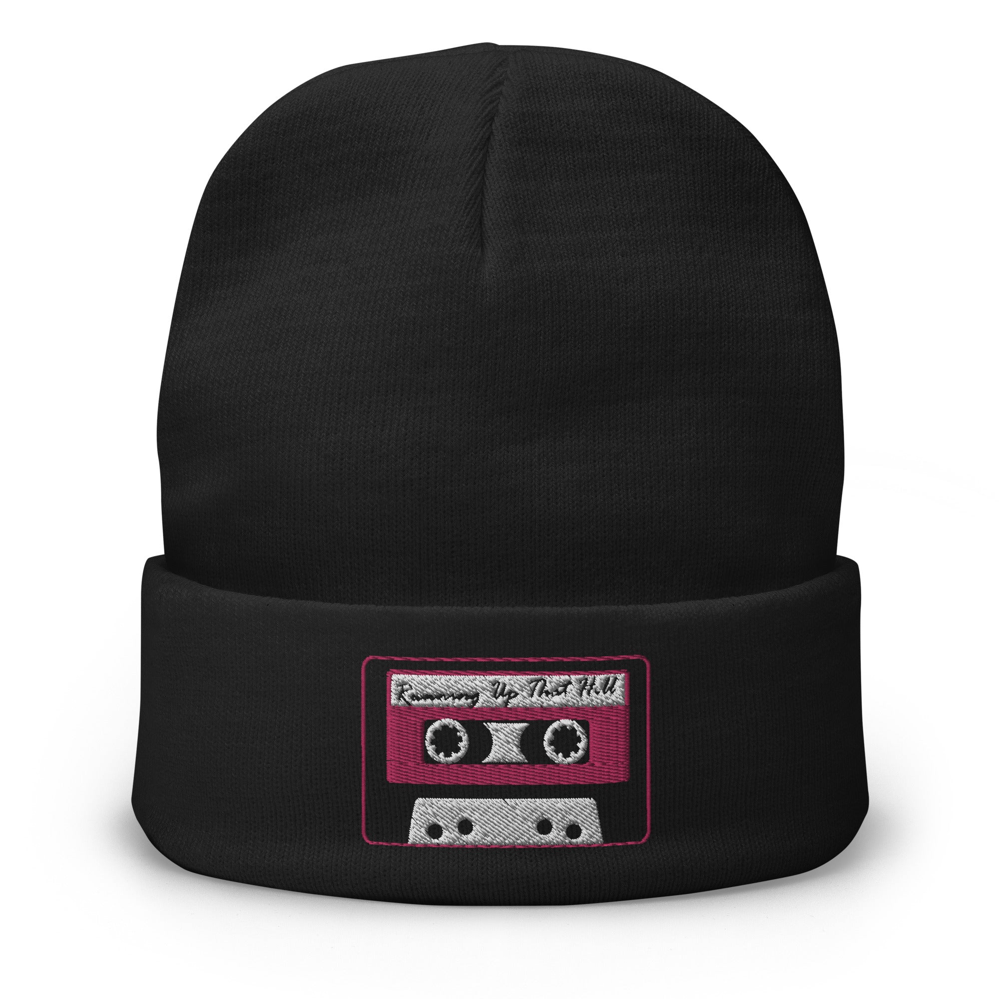 Running Up That Hill 80's Style Mix Tape Embroidered Cuff Beanie - Edge of Life Designs