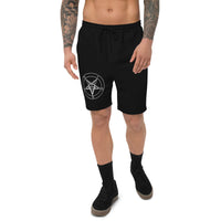 White Sigil of Baphomet design on men's fleece shorts, front view